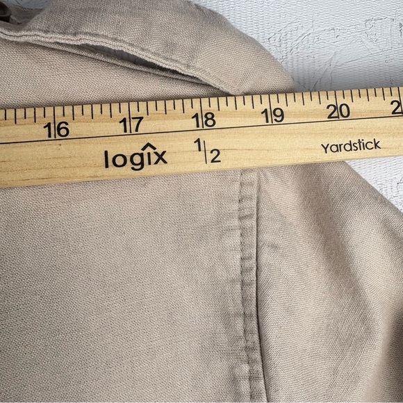 A New Day Women's Cream Double-Breasted Linen Trench Coat Large Gorpcore - Picture 10 of 14